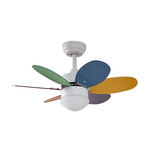 Lindby Deckenventilator mit Beleuchtung und Fernbedienung leise (Ø 77 cm), 2in1: Kinderzimmer Ventilator Lampe 1x E27 ohne Leuchtmittel Timer 3 Geschwindigkeiten von Lindby