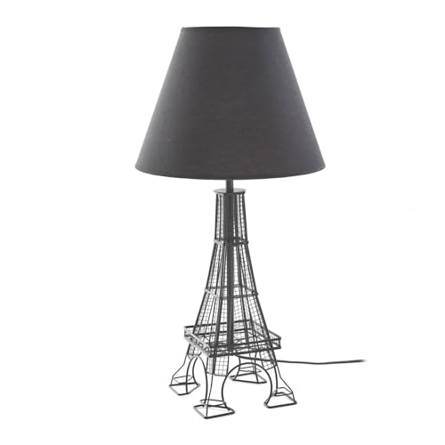Lindby Eiffelturm Tischlampe Metall, Textil, Nachttischlampe, Tischleuchte, 1x E27 max. 15W, ohne Leuchtmittel, Schlafzimmerlampe, Nachttischleuchte von Lindby