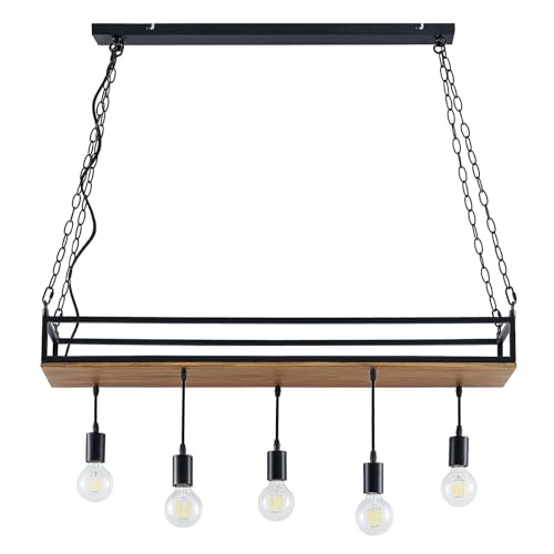 Lindby Esstisch Pendelleuchte mit Ablagefläche, Käfig Hängelampe Lampe Wohnzimmer 5x E27 max. 15W ohne Leuchtmittel Kronleuchter Esszimmerlampe von Lindby