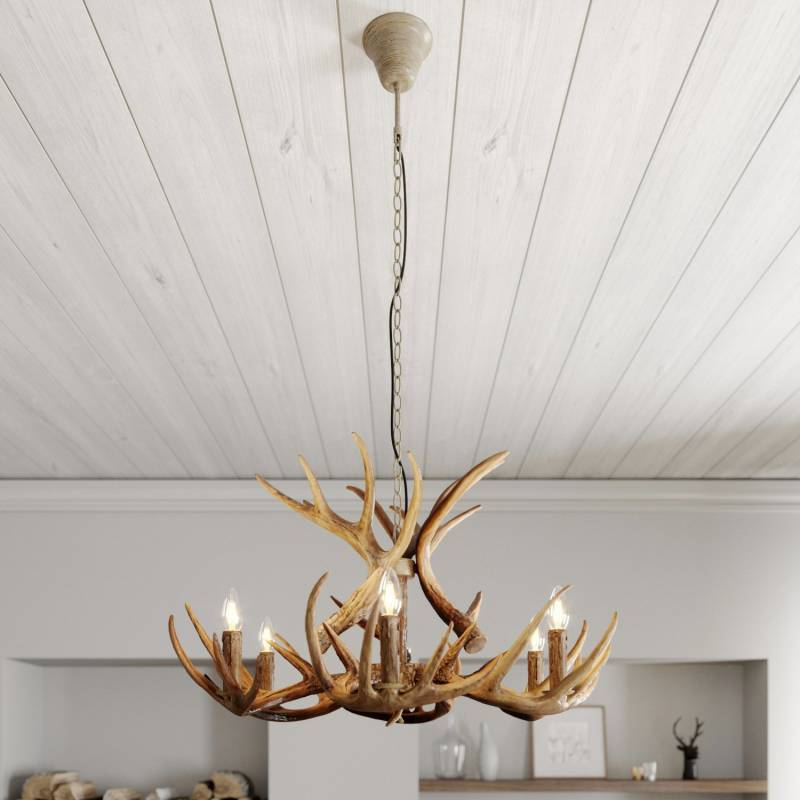 Lindby Fibi Hängeleuchte Pendelleuchte Deckenlampe Lampe Leuchte Geweih Braun104 B-Ware von Lindby
