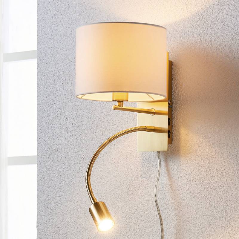 Lindby Florens Wandleuchte Wandlampe Wand Lampe Leuchte Messing Matt 230 V E14   B-Ware von Lindby