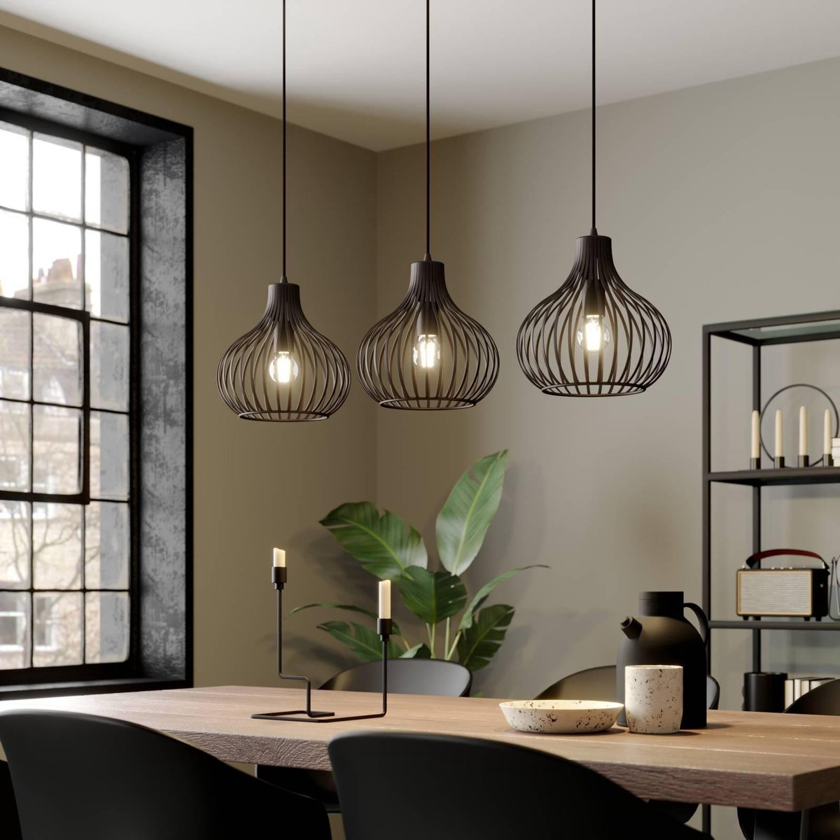 Lindby Frances Hängeleuchte Hängeleuchte Lampe Wohnzimmerlampe 3 Fl. E27 Braun B-Ware von Lindby