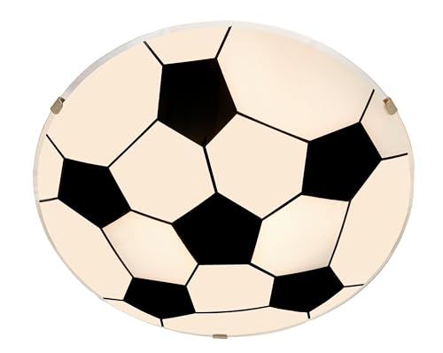 Lindby Fußball Deckenlampe Glas Metall, 25 cm, Deckenleuchte Kinderzimmer, Kinderzimmerlampe, Fußballlampe, Glas Deckenlampe Fussball Jugendzimmer von Lindby