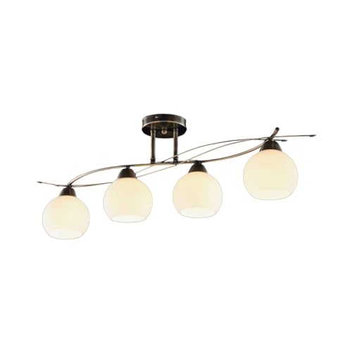 Lindby Glas Deckenlampe Metall altmessing, Deckenstrahler 4x E14 max. 40W ohne Leuchtmittel Deckenleuchte Küche Schlafzimmer Wohnzimmerlampe von Lindby