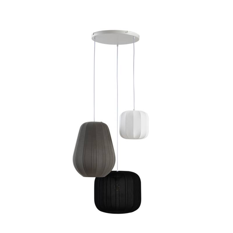 Lindby Hängelampe Pendelleuchte Lampe Schwarz Weiß Grau Textil 60cm 3 Flammig B-Ware von Lindby