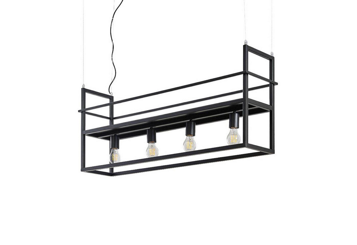 Lindby Hängeleuchte Grisela, dimmbar, Leuchtmittel nicht inklusive, Modern, Stahl, Schwarz matt, 4 flammig, E27, Deckenlampe von Lindby