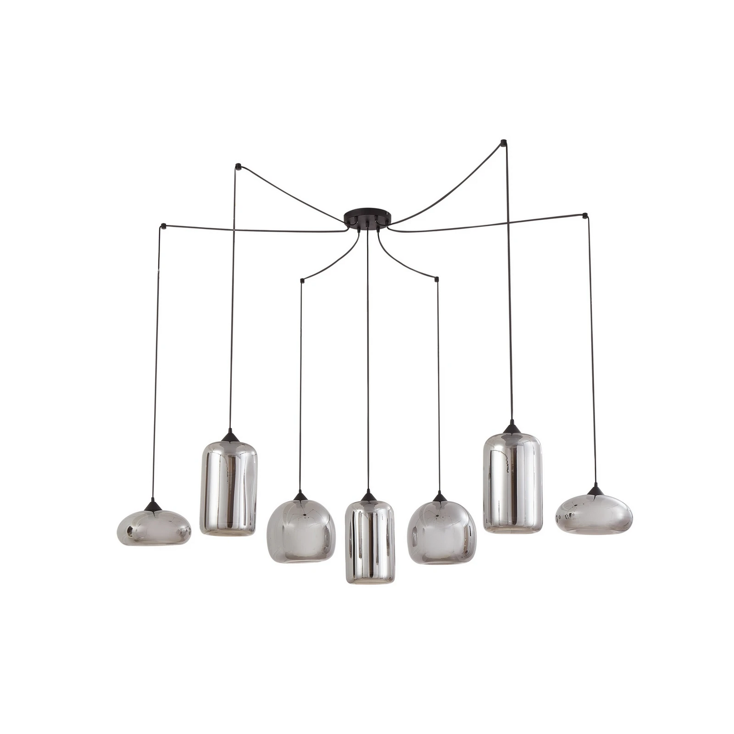 Lindby Hängeleuchte Marla Hängelampe Deckenlampe 7-flammig Glas rauchgrau 128cm von Lindby