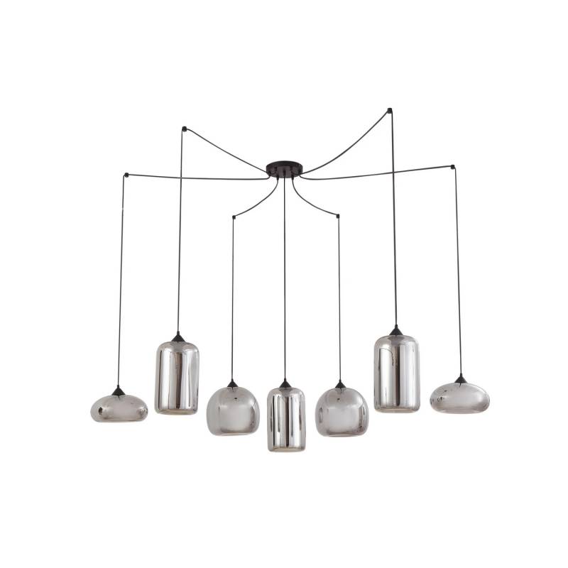 Lindby Hängeleuchte Marla Hängelampe Deckenlampe 7-flammig Glas rauchgrau 128cm von Lindby