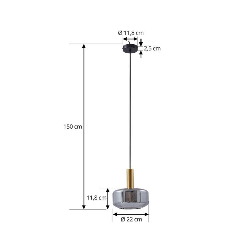 Lindby Hängeleuchte Pendellampe Lampe Glas Rauchgrau 22cm Hildur Leuchte Spot B-Ware von Lindby