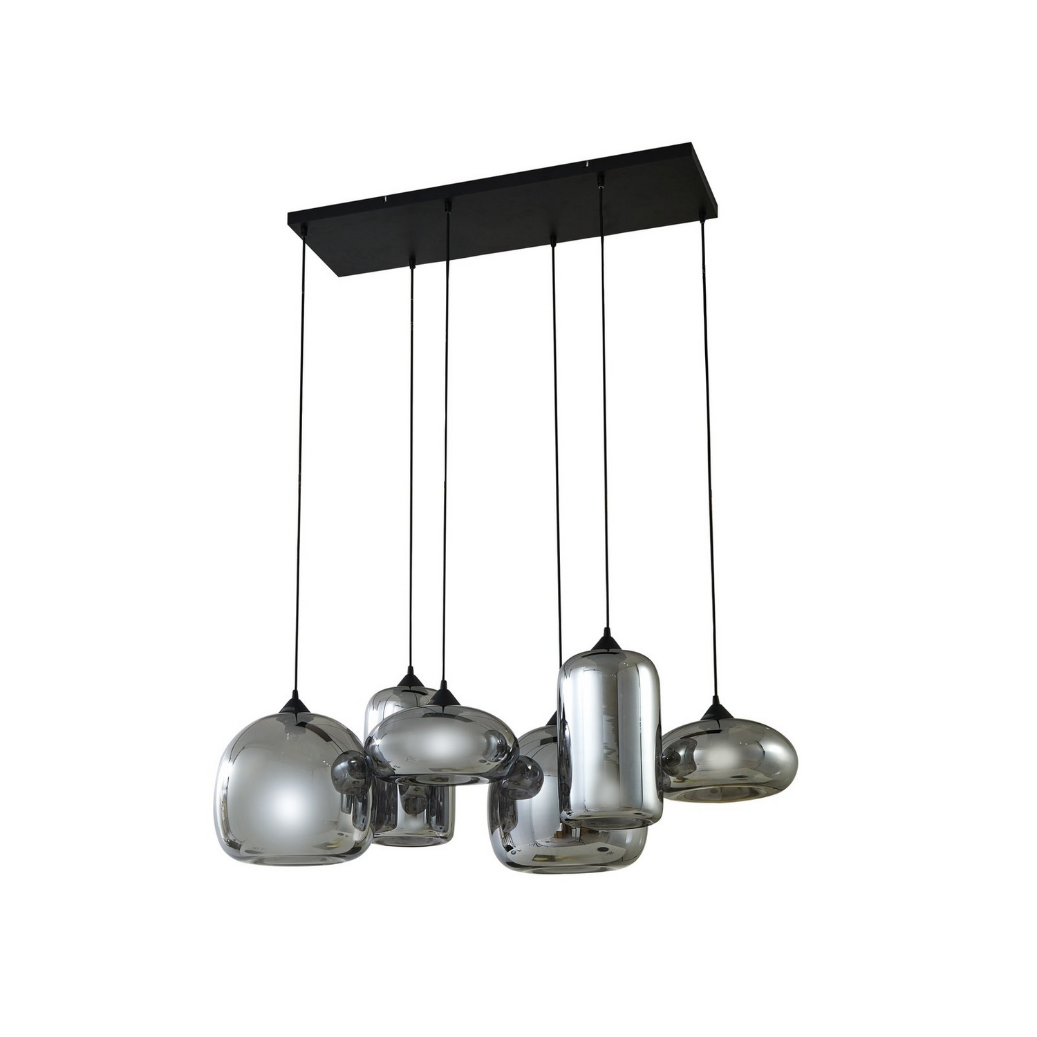 Lindby Hängeleuchte Pendellampe Marla Glas Rauchgrau 6fl 108cm E27 Dimmbar B-Ware von Lindby