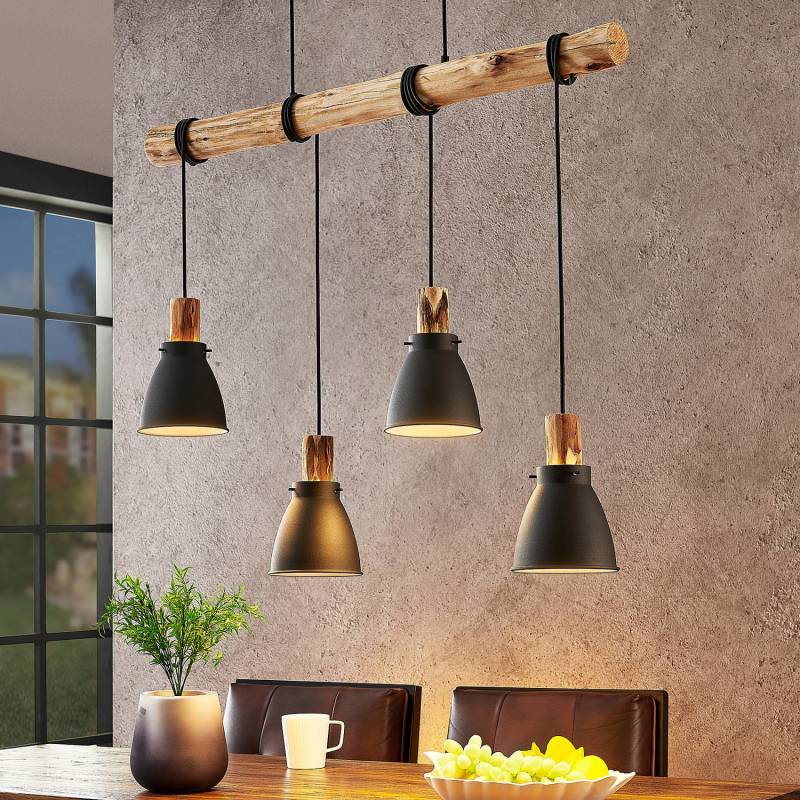 Lindby Hängeleuchte Pendelleuchte Trebale Leuchte E14 Holz 4 Flammig ø 15 Cm B-Ware von Lindby