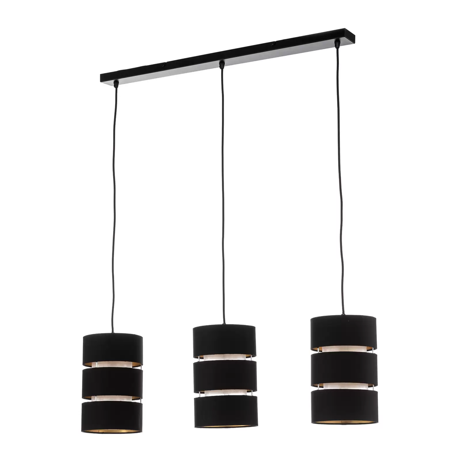 Lindby Hängeleuchte Tsomo 950 Cm 3 Flammig Schwarz Stoff Hängelampe Lampe Spot B-Ware von Lindby