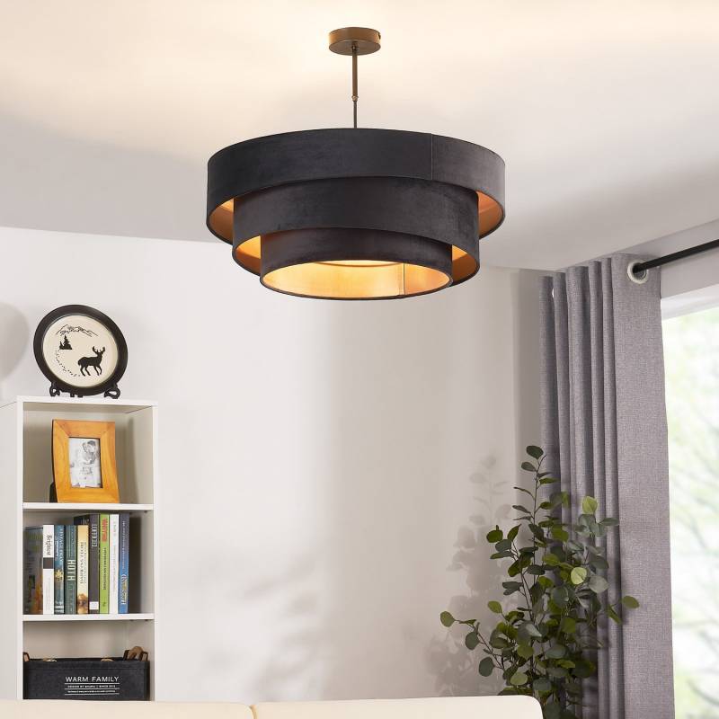 Lindby Jusari Deckenlampe Hängeleuchte Lampe Leuchte 3 Flmg E27 Textil Schwarz B-Ware von Lindby