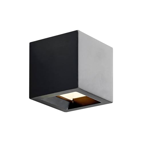 Lindby LED Beton Wandleuchte, Wandlampe Innen 'Quaso' (Modern) in Schwarz aus Beton, (1 flammig,) - Wandstrahler, Wandbeleuchtung Schlafzimmer/Wohnzimmer, Licht nach oben & unten von Lindby