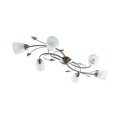 Lindby Deckenlampe Florentiner Stil, Glas Metall, Deckenleuchte 6x E14 max. 8W, ohne Leuchtmittel, Deckenstrahler, Strahler Flur, Lampe Wohnzimmer von Lindby