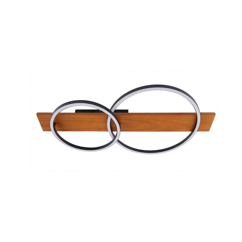 Lindby LED-Deckenlampe Galad Deckenlampe Deckenlicht schwarz Holz 2-flg. 75 cm von Lindby