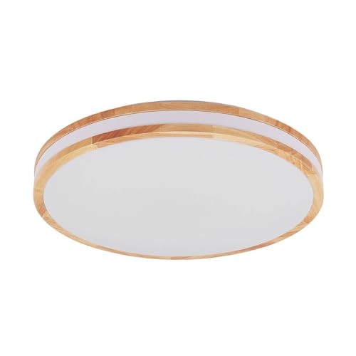 Lindby LED Deckenlampe Holz Ø49,5 cm, mit Fernbedienung dimmbar wechselbare Lichtfarbe 30W Wohnzimmerlampe Deckenleuchte Esszimmer von Lindby