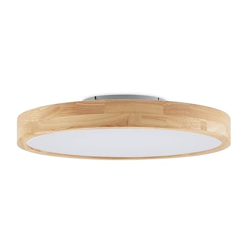 Lindby LED Deckenlampe Holz Ø50 cm, mit Fernbedienung, dimmbar, wechselbare Lichtfarbe, 29W LED, Wohnzimmerlampe, Deckenleuchte Esszimmer von Lindby