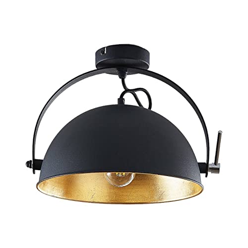 Lindby LED Deckenlampe Metall schwarz, gold matt, Ø 31 cm, Deckenleuchte 1x E27 max. 60W, ohne Leuchtmittel, Deckenbeleuchtung Wohnzimmer, Esszimmer von Lindby