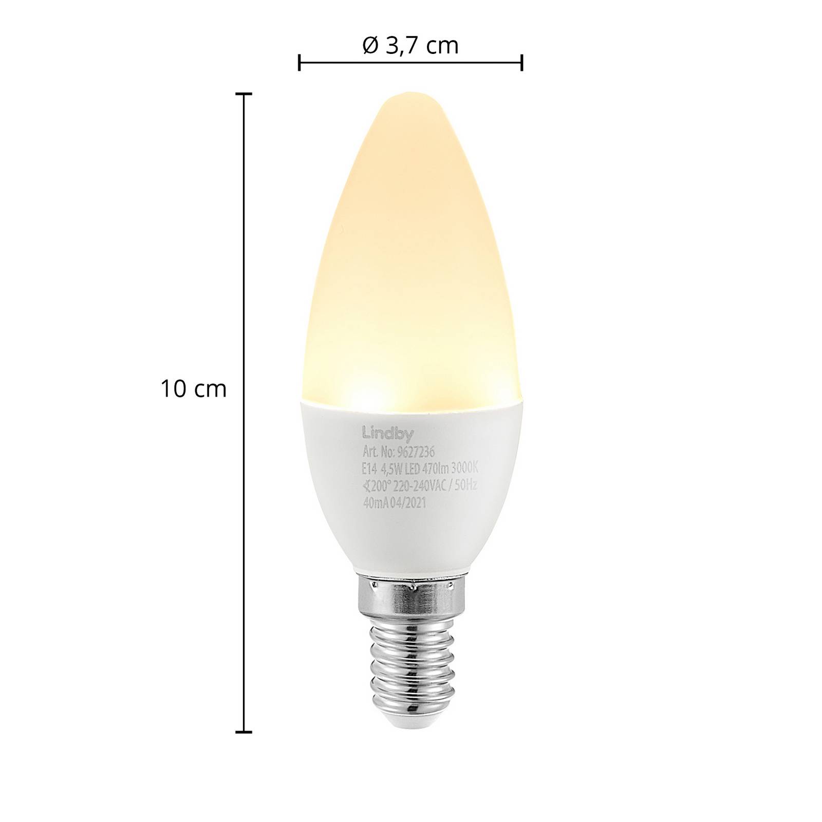 Lindby LED-Kerzenlampe, E14, C35, 4,5 W, opal, 3.000 K Lindby LED-Kerzenlampe, E14, C35, 4,5 W, opal, 3.000 K von LINDBY