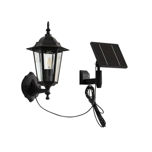 Lindby LED Solarleuchte außen (Laterne) Sayata (spritzwassergeschützt (Modern) in Schwarz aus Aluminium (1 flammig,) - Solar-Wandleuchten Wandlampe für Outdoor & Garten Außenwand/Hauswand Haus von Lindby