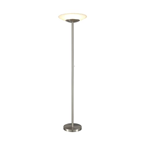 Lindby LED Stehlampe/Deckenfluter dimmbar, Standleuchte Nickel matt, 1x 30W LED Leuchtmittel, warmweiß (3.000K) von Lindby
