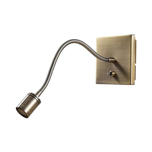 Lindby LED Wandlampe biegsamer Flexarm, Wandstrahler altmessing mit Schalter Strahler Schlafzimmer Wandleuchte Wohnzimmer Schlafzimmerlampe Küche von Lindby