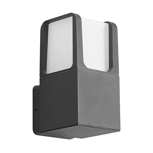 Lindby LED Wandleuchte außen 'Kudani' (spritzwassergeschützt) (Modern) in Schwarz aus Aluminium (1 flammig,) - LED-Außenwandleuchten Wandlampe, Led Außenlampe, Outdoor Wandlampe für von Lindby