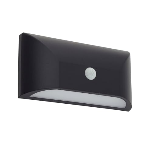 Lindby LED Wandleuchte außen Siana mit Bewegungsmelder (Modern) in Schwarz (1 flammig,) - Wandlampe für Außenwand/Hauswand Haus Terrasse und Balkon von Lindby