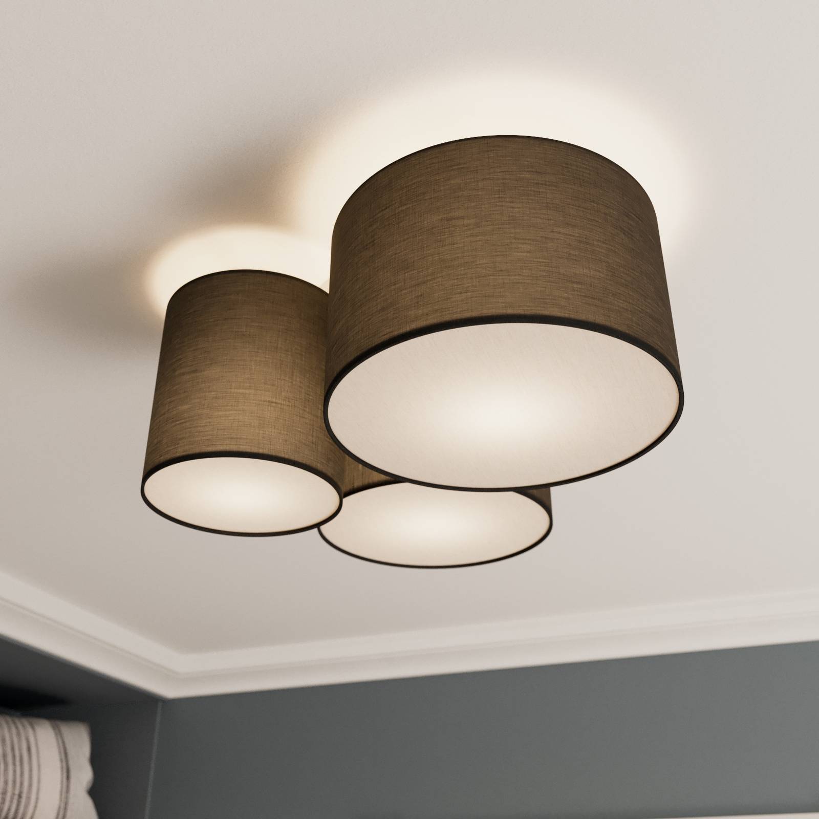 Lindby Laurenz Deckenlampe, 3-fl., grau von LINDBY