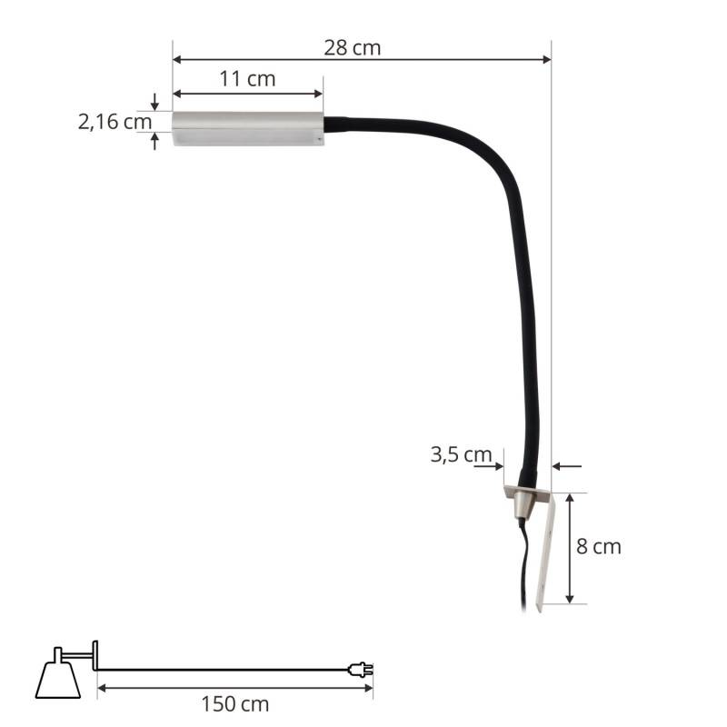 Lindby Led Leselampe Flexola Nickel Eckig Metall Stecker Leseleuchte Lampe Spot B-Ware von Lindby