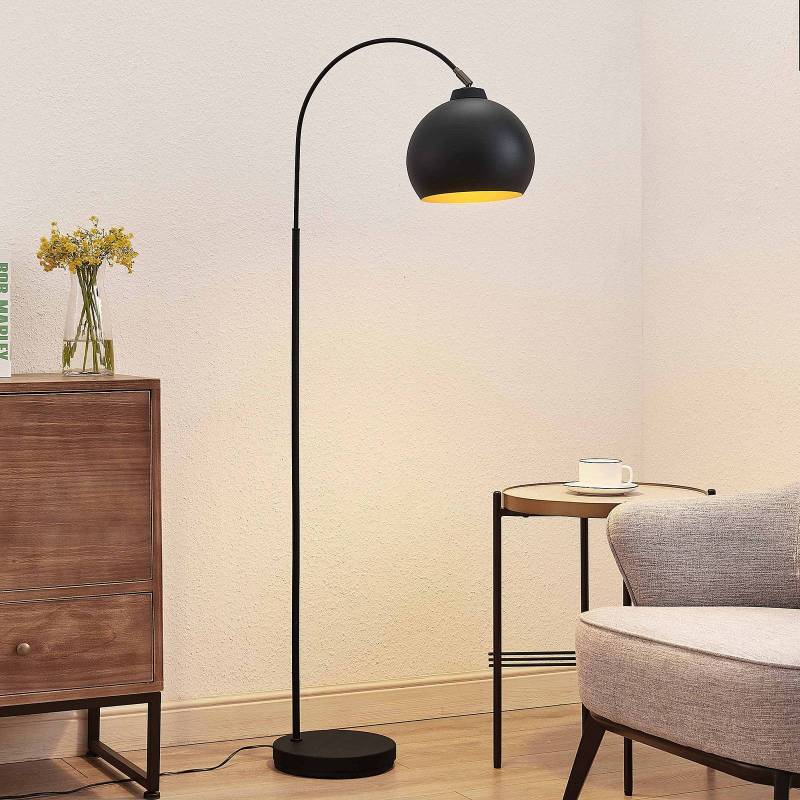 Lindby Bogenlampe Minali, schwarz, Metall, 148 cm hoch, E27 von LINDBY