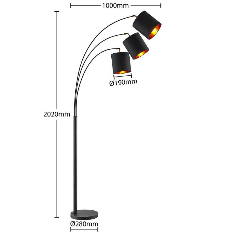 Lindby Nanika Stehleuchte Standleuchte Stehlampe Stehlicht Leuchte Schwarz/Go660 B-Ware von Lindby