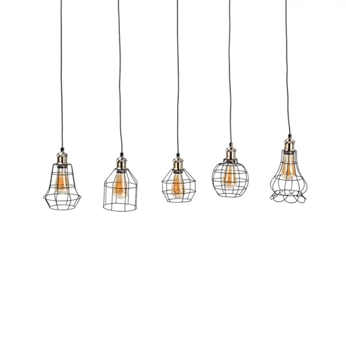Lindby Pendelleuchte 'Alberta' (Vintage, Industriell) in Schwarz aus Metall u.a. für Wohnzimmer & Esszimmer (5 flammig, E27) - Deckenlampe, Esstischlampe, Hängelampe, Hängeleuchte, Wohnzimmerlampe von Lindby