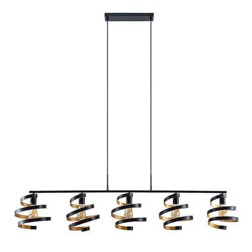 Lindby Pendelleuchte 'Colten' (Design, Modern) in Schwarz aus Metall u.a. für Wohnzimmer & Esszimmer (5 flammig, E27) - Design-Hängeleuchte, Esstischlampe, Hängelampe, Hängeleuchte, Wohnzimmerlampe von Lindby