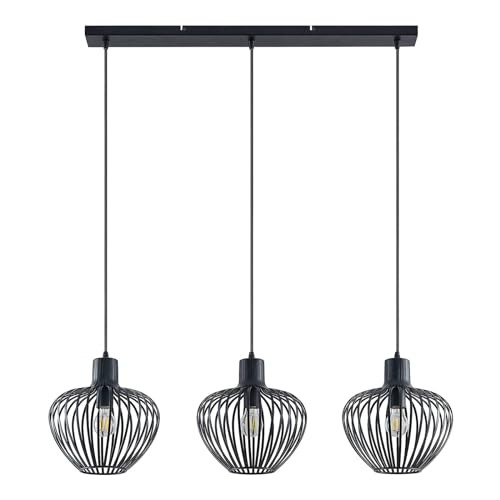 Lindby Pendelleuchte 'Deandre' (Modern) in Schwarz aus Metall u.a. für Wohnzimmer & Esszimmer (3 flammig, E27) - Deckenlampe, Esstischlampe, Hängelampe, Hängeleuchte, Wohnzimmerlampe von Lindby