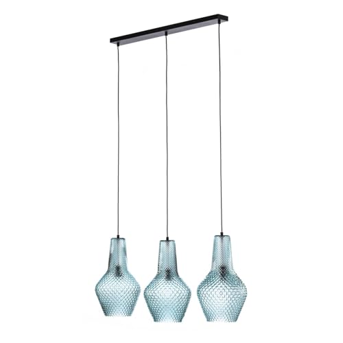 Lindby Pendelleuchte 'Drakar' (Retro, Vintage, Antik) in Blau aus Glas u.a. für Wohnzimmer & Esszimmer (3 flammig, E27) - Hängelampe, Esstischlampe, Hängeleuchte, Wohnzimmerlampe von Lindby