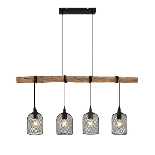 Lindby Pendelleuchte Elrond (Landhaus, Vintage Rustikal) aus Holz (4 flammig E27) - Deckenlampe Esstischlampe Hängelampe Hängeleuchte Wohnzimmerleuchte von Lindby