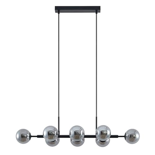 Lindby Pendelleuchte 'Kiamo' (Modern) in Schwarz aus Metall u.a. für Wohnzimmer & Esszimmer (8 flammig, G9) - Glas Hängelampe, Esstischlampe, Hängeleuchte, Wohnzimmerlampe von Lindby