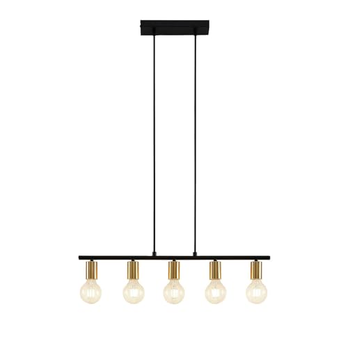 Lindby Pendelleuchte 'Peppina' (Retro, Vintage, Antik) in Schwarz aus Metall u.a. für Wohnzimmer & Esszimmer (5 flammig, E27) - Deckenlampe, Esstischlampe, Hängelampe, Hängeleuchte, Wohnzimmerlampe von Lindby