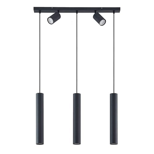 Lindby Pendelleuchte 'Sanad' (Modern) in Schwarz aus Metall u.a. für Wohnzimmer & Esszimmer (5 flammig, GU10) - Deckenlampe, Esstischlampe, Hängelampe, Hängeleuchte, Wohnzimmerlampe von Lindby