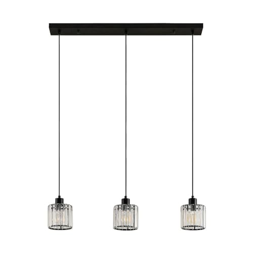 Lindby Pendelleuchte 'Vella' (Modern) in Schwarz aus Metall u.a. für Wohnzimmer & Esszimmer (3 flammig, E27) - Glas Hängelampe, Esstischlampe, Hängeleuchte, Wohnzimmerlampe von Lindby