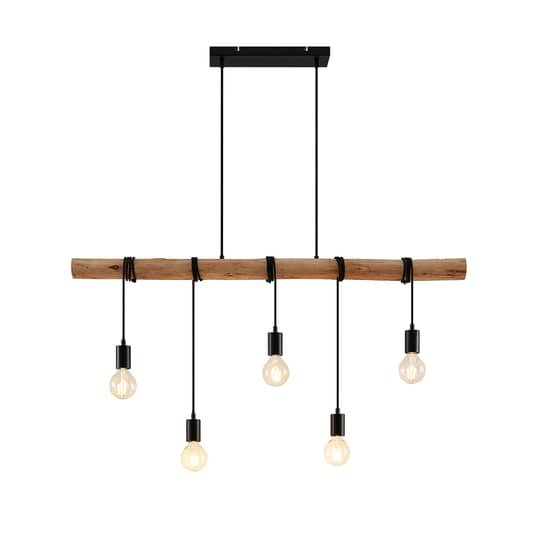 Lindby Rom Hängeleuchte Hängelampe Pendelleuchte Leuchte Holzbalken 5 Flammig B-Ware von Lindby