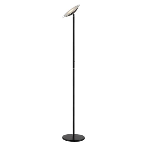 Lindby Stehlampe, Deckenfluter dimmbar Metall schwarz, Standleuchte 45° neigbarer Leuchtkopf, Standlampe, Lampe Wohnzimmer, Schlafzimmerlampe, Stehleuchte von Lindby