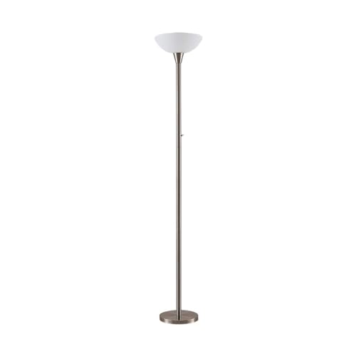 Lindby Stehlampe/Deckenfluter Metall Glas, Standleuchte Nickel satiniert, Stehleuchte 1 flammig E27 Fassung max. 60W, ohne Leuchtmittel von Lindby