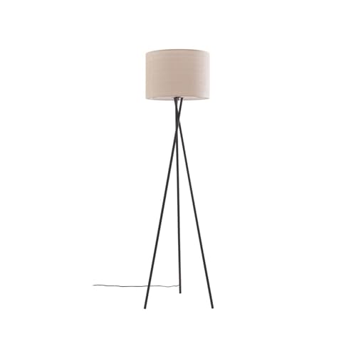 Lindby Stehlampe Dreibein mit Fußschalter, Stehleuchte Textil Kunststoff Rattandesign Deko Wohnzimmer Wohnzimmerlampe 1x E27 max. 15W ohne Leuchtmittel von Lindby