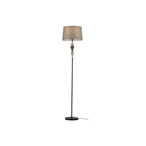 Lindby Stehlampe Haldorin (Landhaus, Vintage Rustikal) in Schwarz aus Metall (1 flammig E27) - Textil Stehleuchte Floor Lamp Standleuchte Wohnzimmerlampe Wohnzimmerleuchte von Lindby