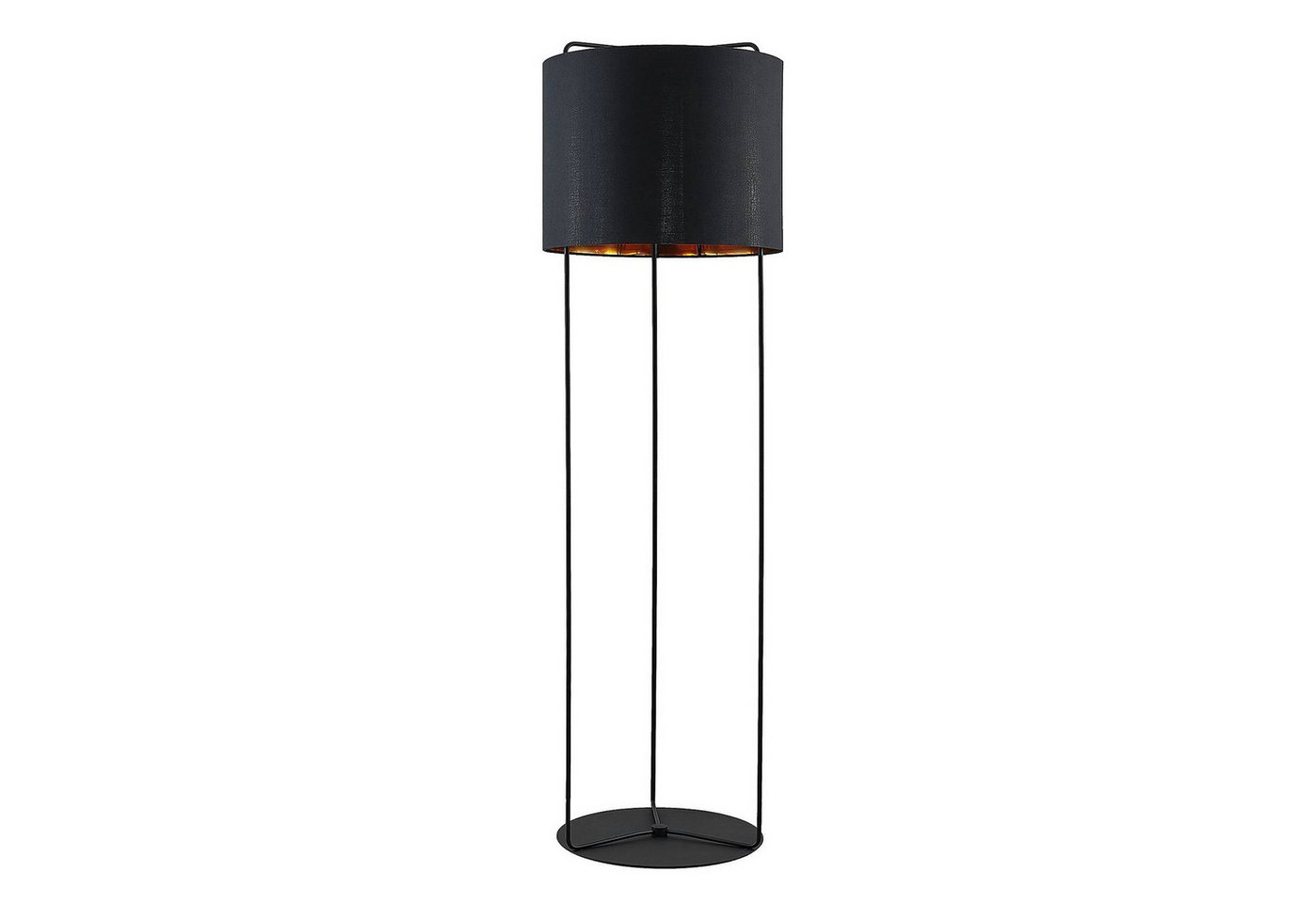 Lindby Stehlampe Kesta, Leuchtmittel nicht inklusive, Junges Wohnen, Stoff, Stahl, Schwarz, gold, 1 flammig, E27, Textil von Lindby