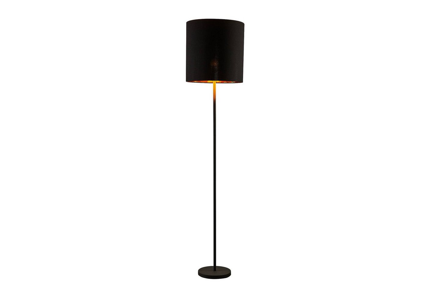 Lindby Stehlampe Nymar, Leuchtmittel nicht inklusive, Modern, Stoff, Metall, Schwarz, gold, 1 flammig, E27, Textil von Lindby