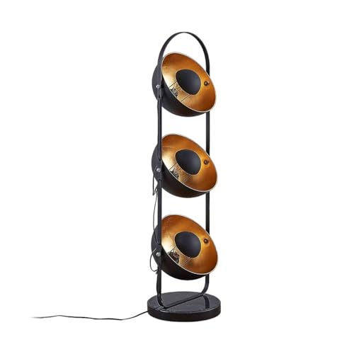 Lindby Stehlampe schwarz gold, Bodenlampe Stehleuchte 120 cm, Standleuchte Dekolampe Wohnzimmer, Schlafzimmer, Wohnzimmerlampe 3x E27, ohne Leuchtmittel von Lindby